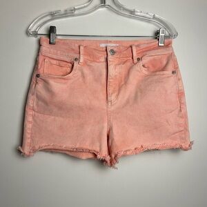 Loft minimalist neutral sustainable mini Jean Shorts peach pink color size 26-2
